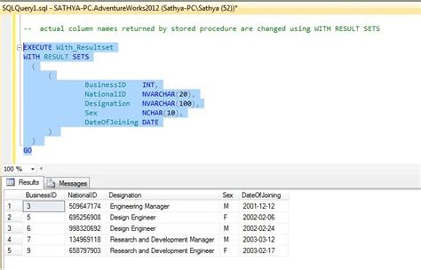 All About Sqlserver Sql Server With Result Sets