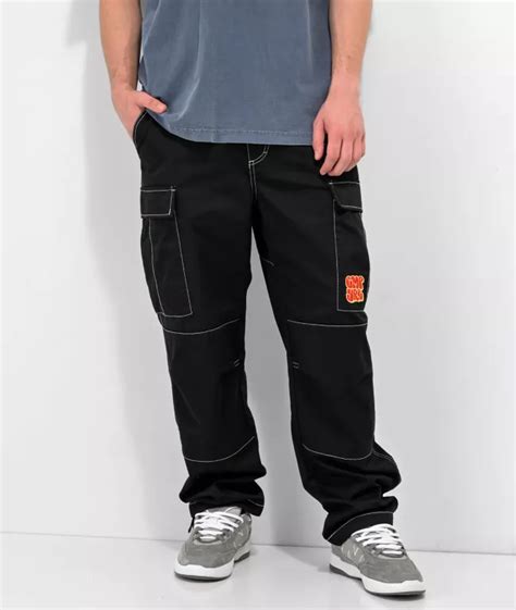 Empyre Loose Fit Embroidered Black Cargo Skate Pants