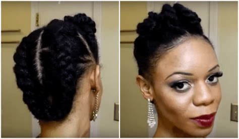 Braided And Twisted Updo For Short Medium Hair Natural Hair Styles