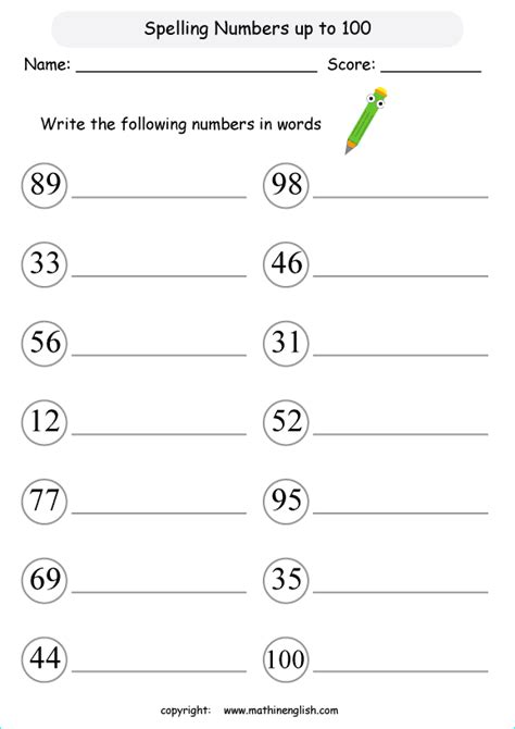 Number Names Worksheet Write Numbers In Words