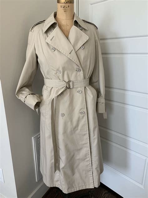 Vintage LONDON FOG Trench Coat Removable Faux Fur Lin Gem