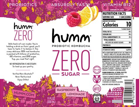 Humm Kombucha Zero Raspberry Lemonade G Grovara