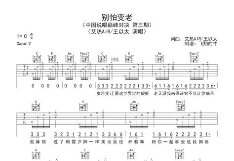 别怕变老吉他谱王以太艾热 Airc调弹唱89现场版 吉他世界