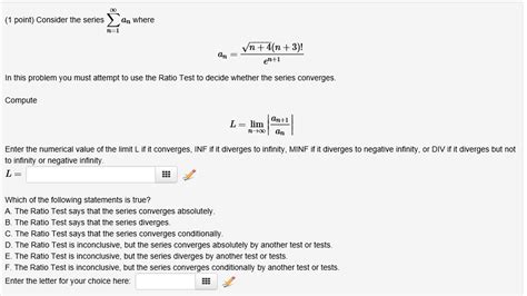 Solved Consider The Series Sigma N 1 Infinity A N Where Chegg