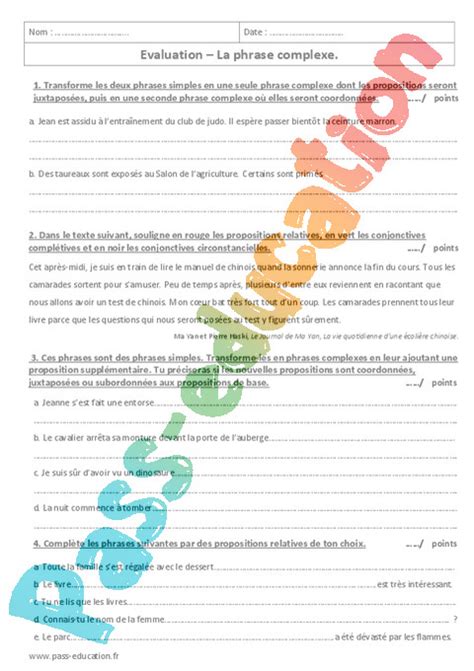 Evaluation Français 6ème Cycle 3 Bilan et controle corrigé Pass