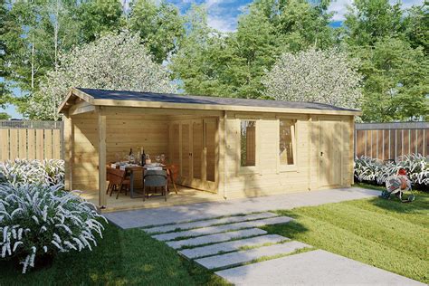 Garden Room With Veranda And Shed Super Nora E 15 M2 8 X 3 M 44 Mm