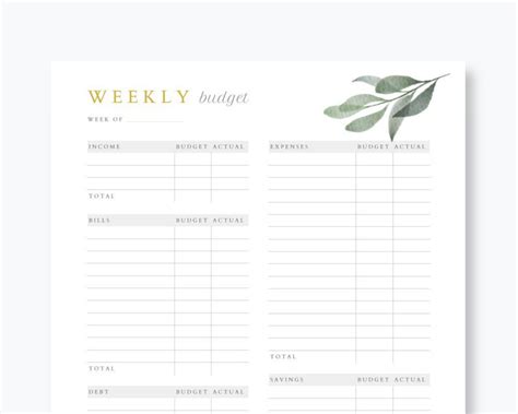 Weekly Budget Planner Printable - Etsy