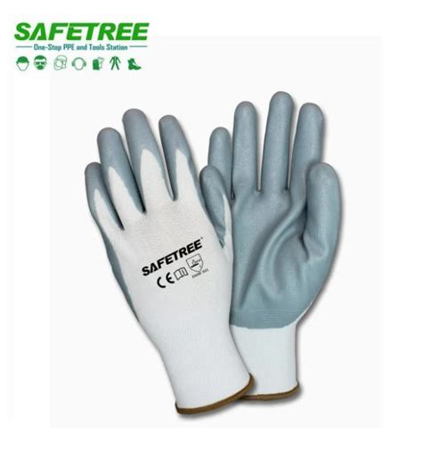 Gauges Polyester Liner Nitrile Foam Coated Safety Gloves Dipped