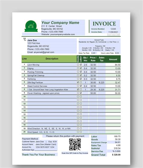 Lawn Care And More Invoice Or Estimate Editable Printable Pdf Easy