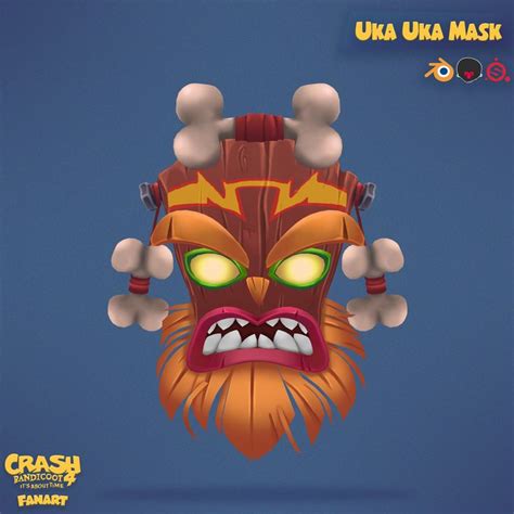 Uka Uka Mask Stylized | Crash bandicoot, Bandicoot, Crash