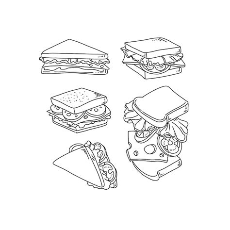 Premium Vector Sandwich Hand Drawn Doodle Illustrations Vector Set