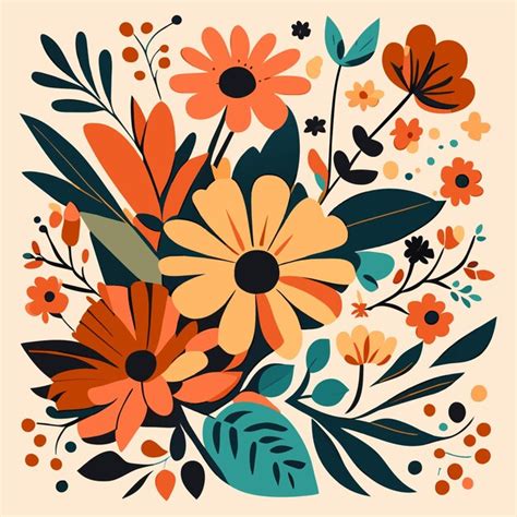 Premium Vector Organic Shapes Flower Illustration Retro Style