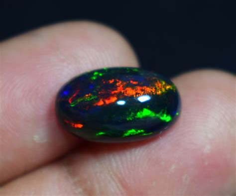 Black Ethiopian Opal Smooth Opal Gemstone Welo Fire Opal Etsy