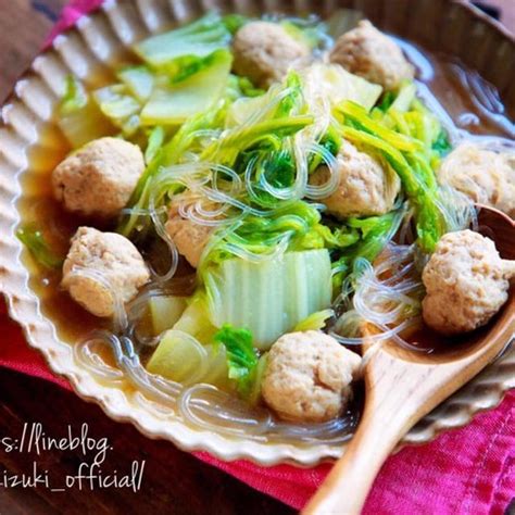 ♡鶏団子と白菜の春雨スープ煮♡【簡単レシピ時短ひき肉鍋】 By Mizukiさん レシピブログ 料理ブログのレシピ満載！