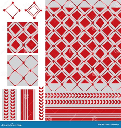 Arabic Six Star Red Modern Seamless Pattern Stock Vector Illustration