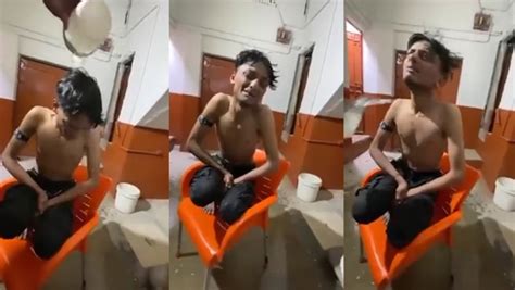 Karachi Thief Stripped Naked Bathed With Cold Water For Stealing