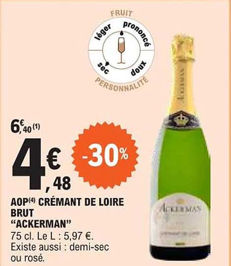 Promo Aop Crémant De Loire Brut ackerman chez E Leclerc iCatalogue fr