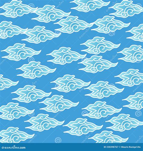 MEGA MENDUNG CUTE INDONESIAN BATIK WITH A CLOUD DESIGN Vector