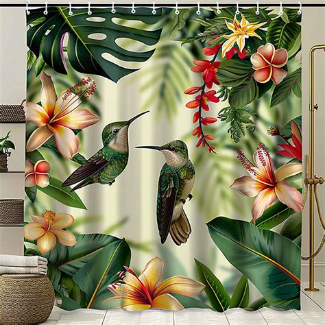 Tropical Rainforest Hummingbird Shower Curtain With Eyelets Vibrant