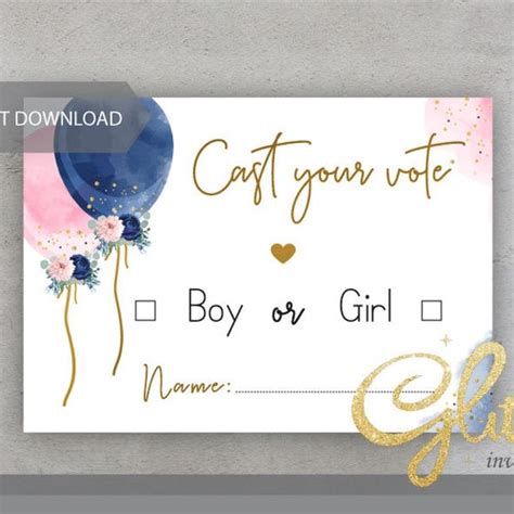 Navy Blue And Blush Pink Gender Reveal Shower Cast Your Vote Etsy