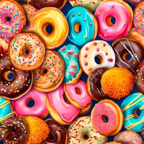 Premium Ai Image Seamless Pattern Colorful Glazed Donuts Background