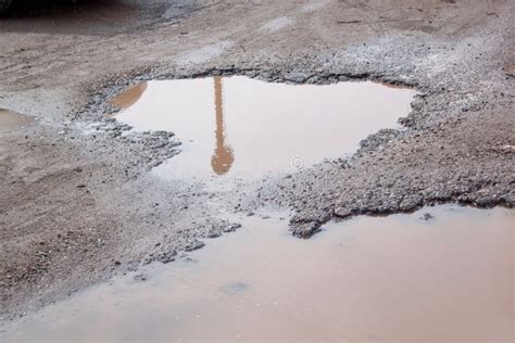 Dangerous Destroyed Roadbed The Bad Asphalted Road Stock Photo Image