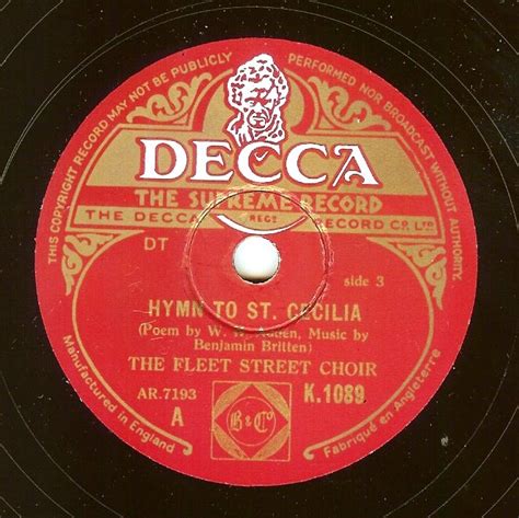 Britten Hymn To St Cecilia Fleet Street Choir The Decca