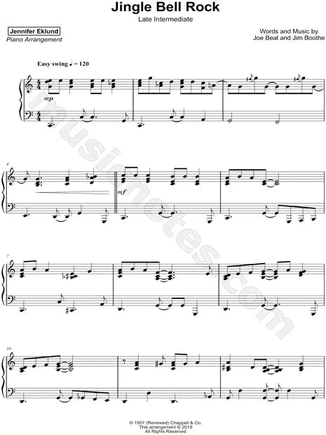 Jennifer Eklund Jingle Bell Rock [late Intermediate] Sheet Music Piano Solo In C Major