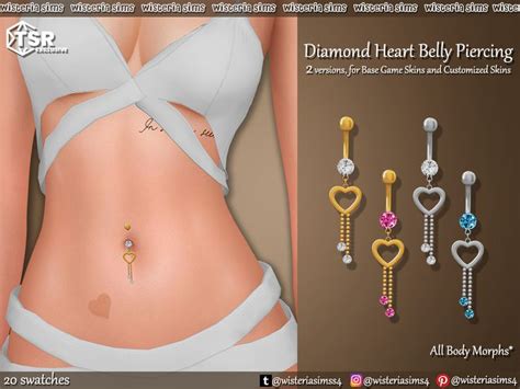 Wisteriasims Diamond Heart Belly Button Piercing Sims Piercings