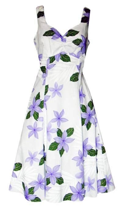 Plumeria Paradise Hawaiian Print Sun Dress In Purple Pacific Legend