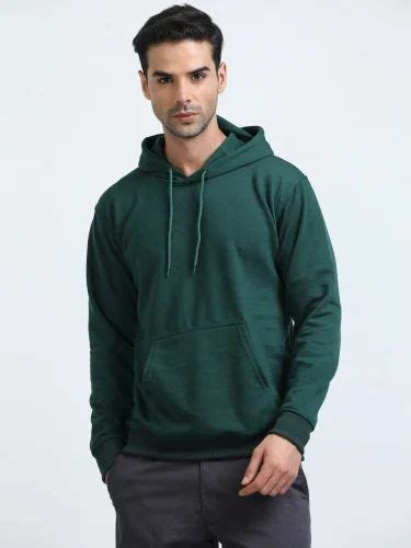 Men Dark Green Plain Cotton Hoodie at ₹ 399/piece | Man Hoodies in ...