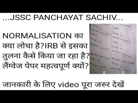 Jssc Panchayat Sachiv NORMALISATION Vs IRB NORMALISATION IMPORTANCE OF