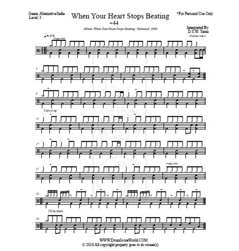 44 When Your Heart Stops Beating Drum Score Drum Sheet