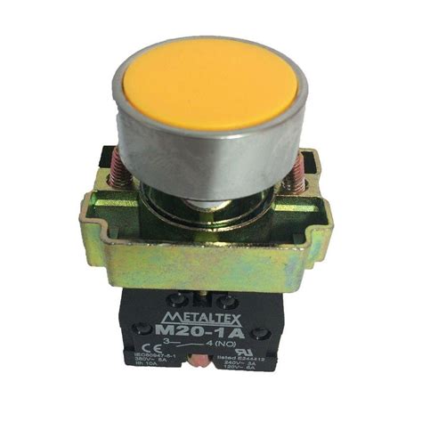 Botão Pulsador Amarelo 1NA M20AFR Y 1A METALTEX Shopee Brasil