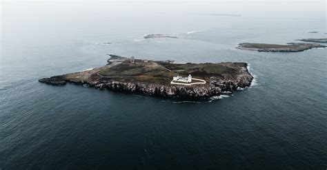 Aerial View of the Farne Lighthouse, Farne Islands, Northumberland ...