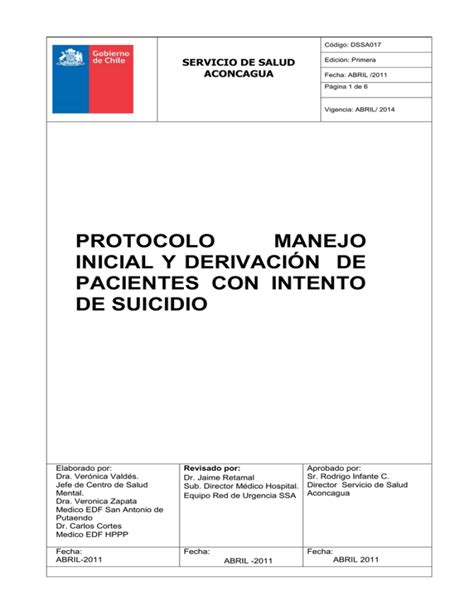 Protocolo Intento De Suicidio