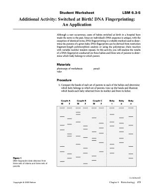 Switched At Birth Dna Fingerprinting An Application Answers Fill