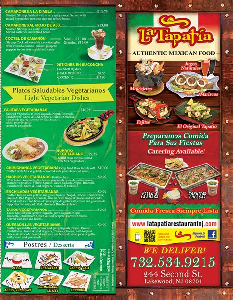 The Most Authentic Menu Mexican Restaurant Lakewood Nj La Tapatia