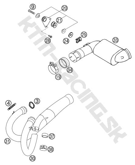 KTM Racing Schéma EXHAUST SYSTEM pre model KTM Supermoto 640 LC4 E