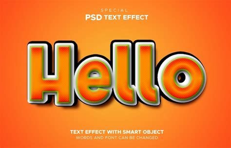 Hola Efecto De Texto Objeto Inteligente Editable Archivo PSD Premium