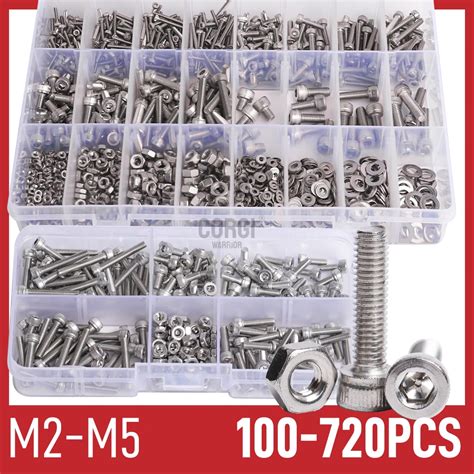 720 100 Pcs Hex Socket Head Cap Screw Accessories Kit DIN912 M2 M2 5 M3