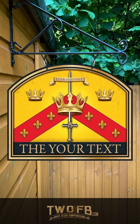 There Is A Sign That Says The Your Text And Two Crowns On It With Trees