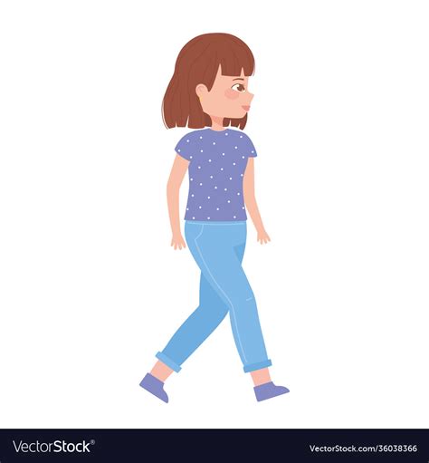 Woman Character Walking Cartoon Female White Vector Image