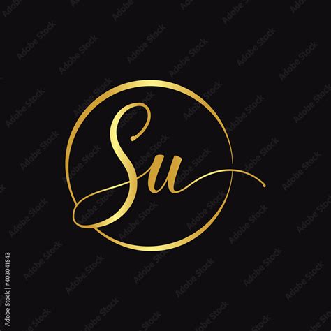 Initial Su Letter Logo Design Vector Template Abstract Script Letter