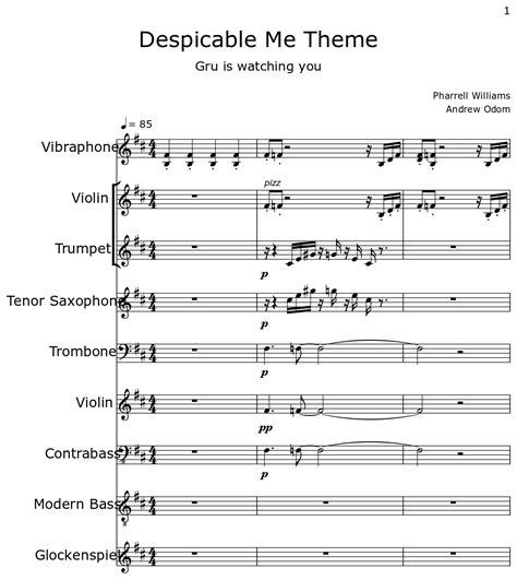 Despicable Me Theme Sheet Music For Vibraphone Violin Trumpet