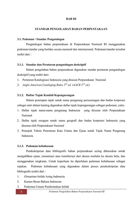 Pedoman Pengolahan Bahan Pustaka Pnri Pdf