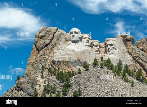 Complete Wide Angle View Of Mount Rushmore National Monument With The