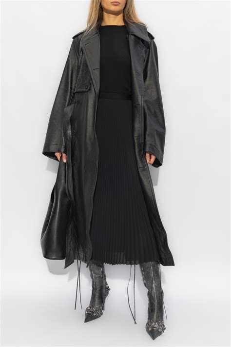 Balenciaga Leather Trench Coat Womens Clothing Vitkac