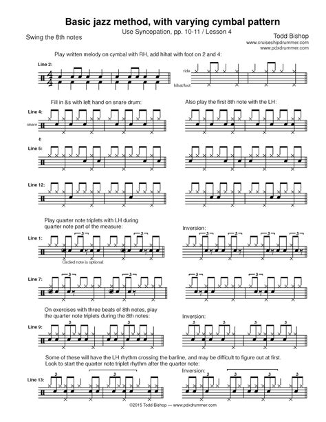 Cruise Ship Drummer Basic Jazz Method With Varying Cymbal Pattern