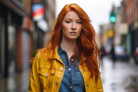 Premium Photo Redhead Middle Aged Woman Walking Through British Streets